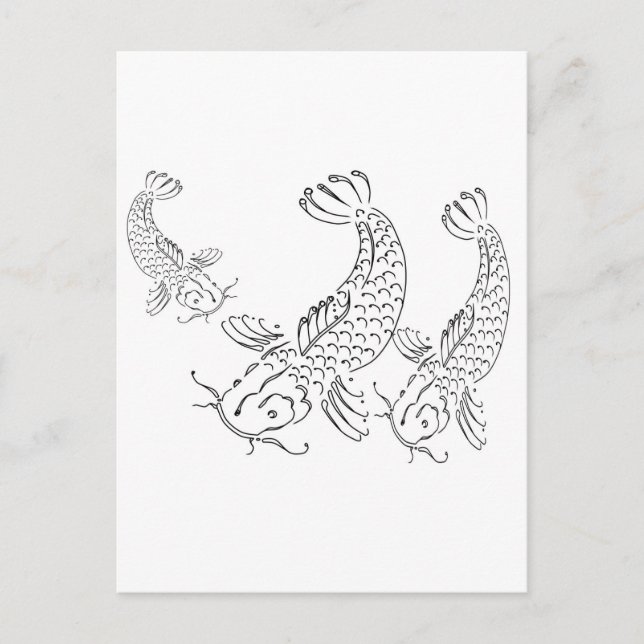 Koi Fisch Modernes Design Schwarz-weiß Postkarte (Vorderseite)