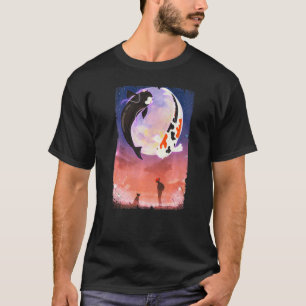 Koi Fisch Mond Hund Japanisch T-Shirt