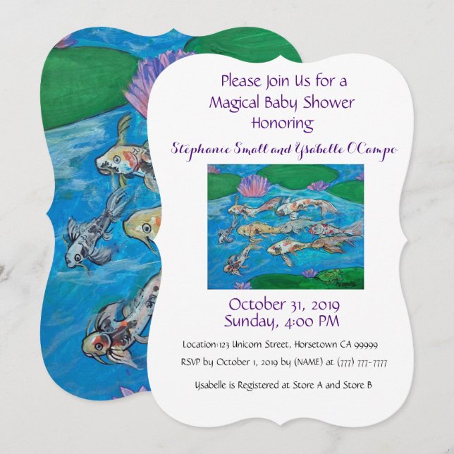 Koi Fisch-niedliche wildes Einladung (Vorne/Hinten)