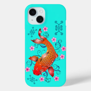 Koi Fisch orientalisch orange türkis floral elegan Case-Mate iPhone Hülle