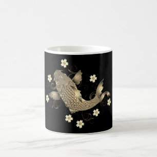 Koi Fisch orientalisch schwarz und gold floral ele Kaffeetasse