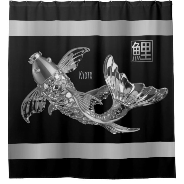 Koi Fisch - Silberglashefisch - Duschvorhang (Vorderseite)