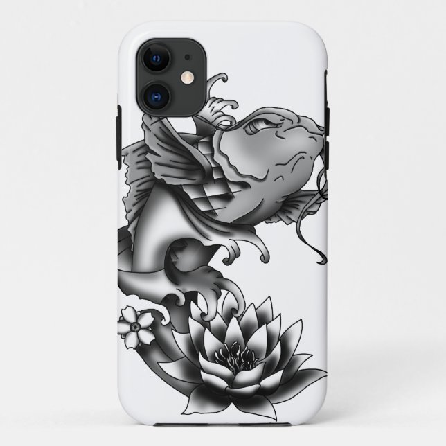 Koi Fisch-Tätowierungsentwurf mit Lotos und Case-Mate iPhone Hülle (Rückseite)
