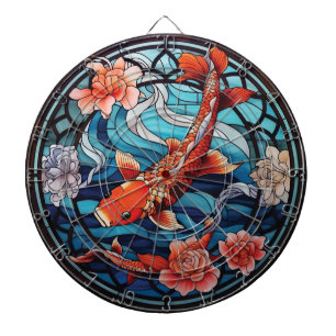 Koi Fisch und Kamelien im asiatischen Stil aus gef Dartscheibe