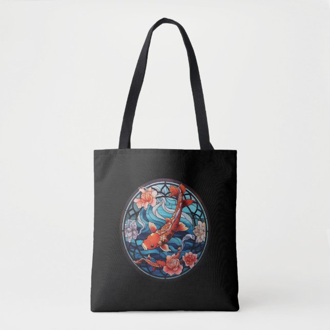 Koi Fisch und Kamelien im asiatischen Stil aus gef Tasche (Vorderseite)