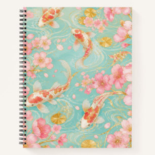 Koi-Fisch- und Kirschblüten-Teich-Notizbuch Notizbuch