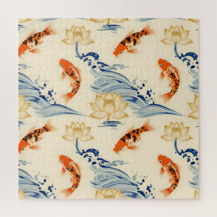 Koi-Fisch und Lotus Nahtloses Muster