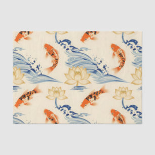 Koi-Fisch und Lotus Nahtloses Muster Seidenpapier
