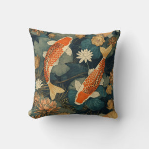 Koi-Fisch & Wasserlilie — Orientalischer Japanisch Kissen