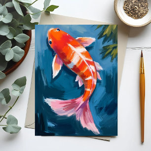Koi-Fisch Wunderschöne Aquarellmalerei Postkarte
