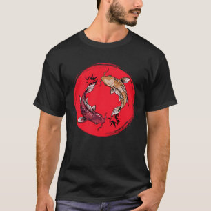 Koi Fisch Yang mit Bambus-T-Shirts Japanische Flag T-Shirt