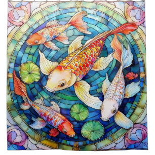 Koi-Fische in Bleiglas Duschvorhang