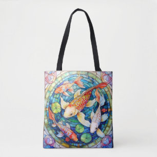 Koi-Fische in Buntglas  Tasche