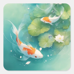 Koi-Fische sanfte Symphonie Quadratischer Aufkleber