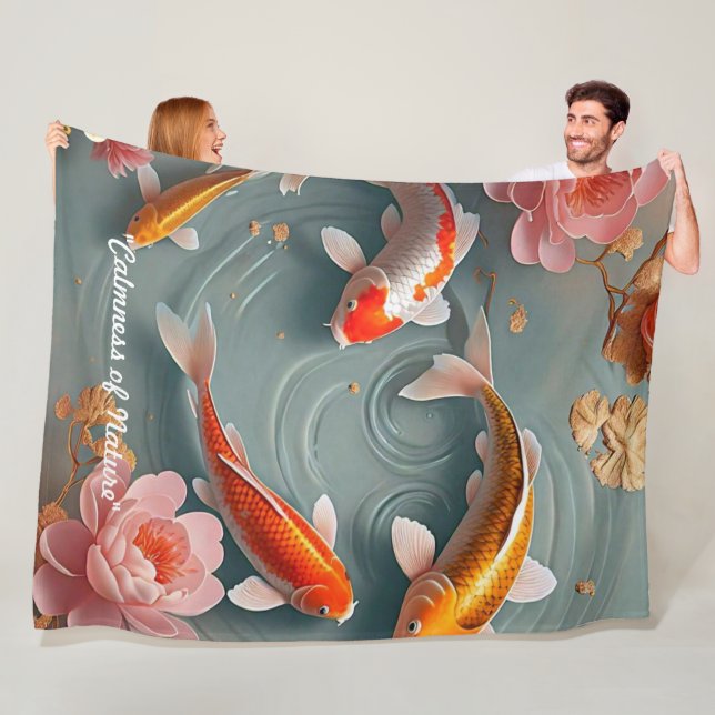 "Koi-Fische schwimmen frei" Fleecedecke (Beispiel)