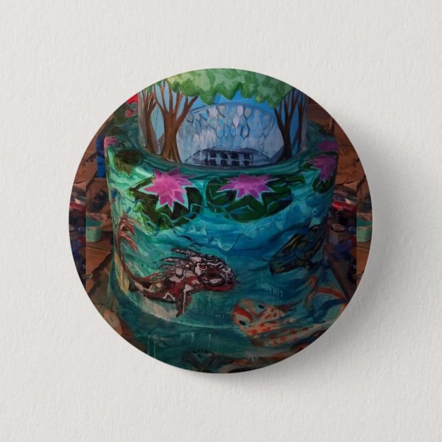 Koi Fischfrikadelle an botanischem Garten Button (Vorderseite)