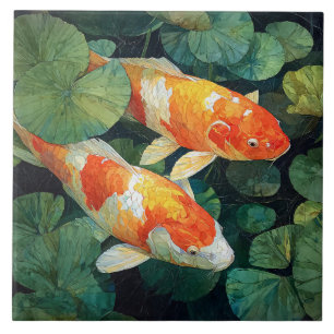 Koi-Fischteich Seerosenblätter Fliese