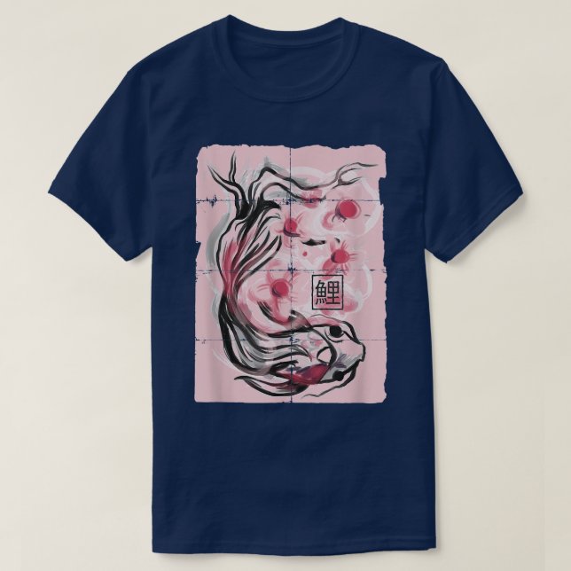 Koi Fish Animals Sakura Blume T-Shirt (Design vorne)