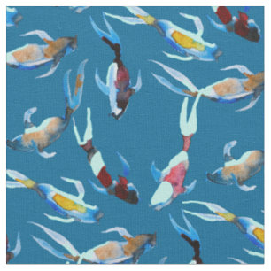 Koi Fish Aquarell Japanische Kunst Stoff