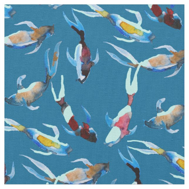 Koi Fish Aquarell Japanische Kunst Stoff (Nahaufnahme)