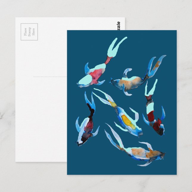 Koi Fish Aqucolor Postkarte (Vorne/Hinten)