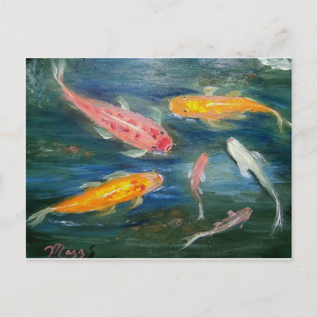 Koi Fish Art schwimmen Postkarte (Vorderseite)