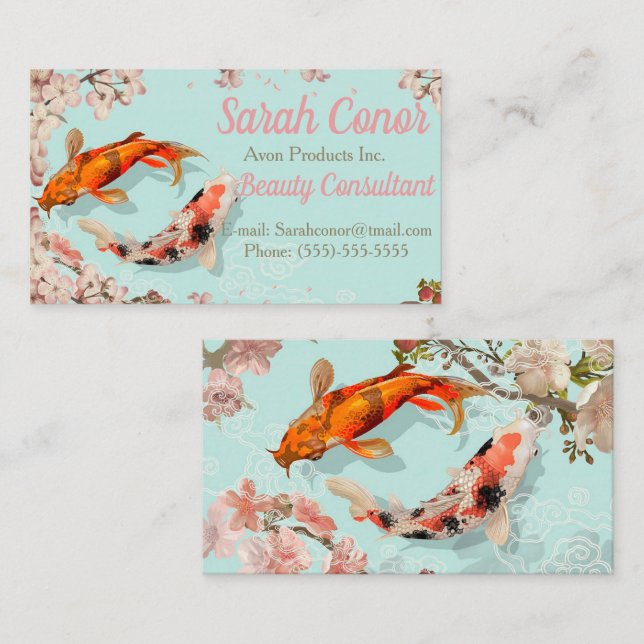 Koi Fish Business Card Visitenkarte (Vorne/Hinten)