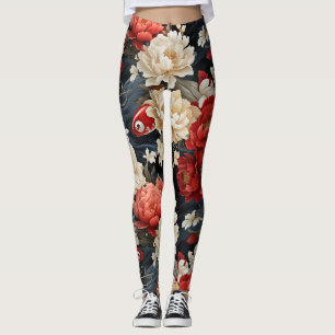 Koi Fish Floral Leggings