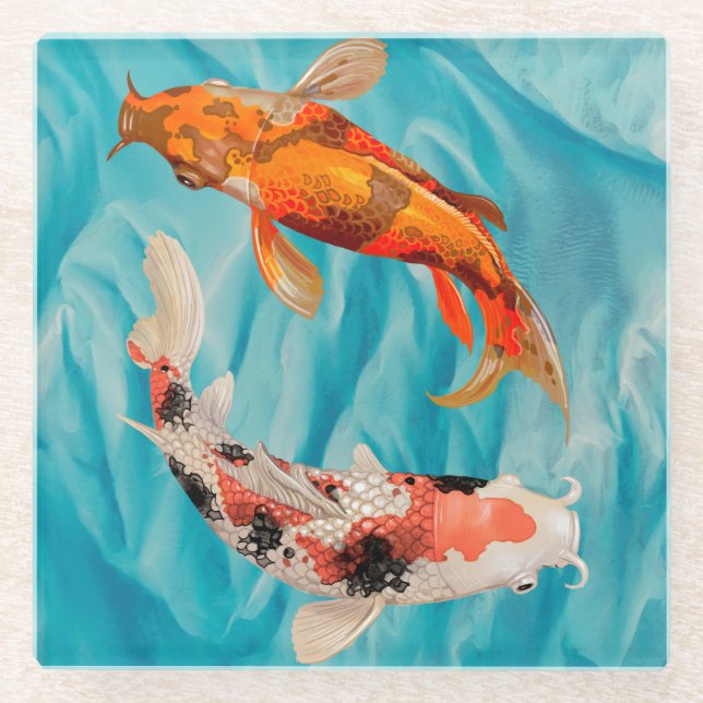 Koi Fish Glasuntersetzer (Vorderseite)