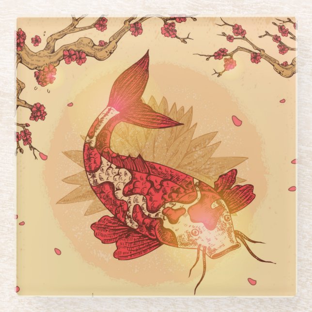 Koi Fish Glasuntersetzer (Vorderseite)