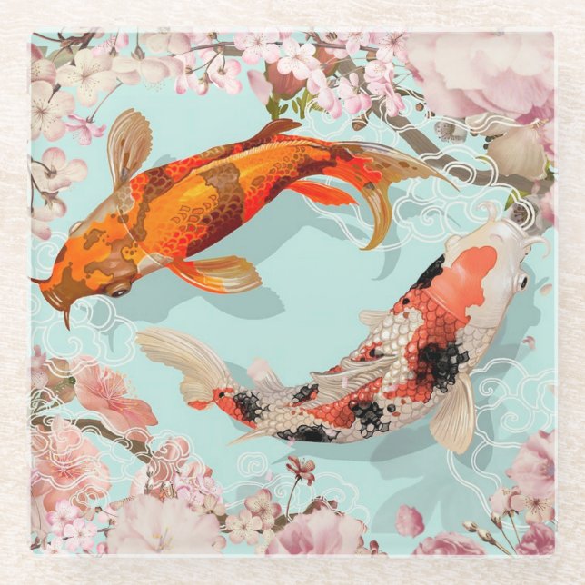 Koi Fish Glasuntersetzer (Vorderseite)