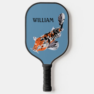 Koi Fish Illustration Orange und Blau Personalisie Pickleball Schläger
