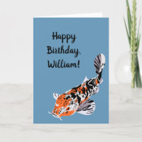 Koi Fish Illustration Orange und Blue Birthday