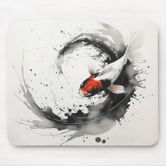 Koi Fish Ink Painting Mousepad (Vorne)