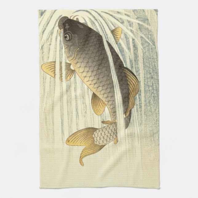 Koi Fish Japanisch Vintag Geschirrtuch (Vertikal)