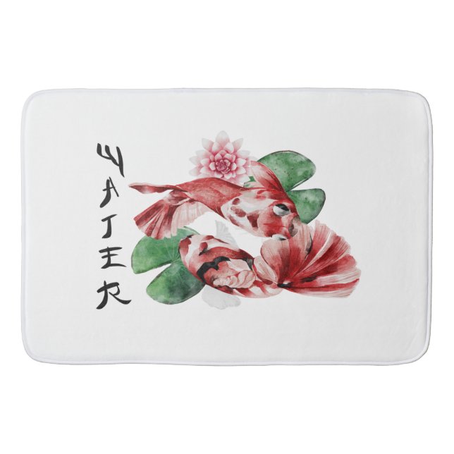 Koi Fish Japanischer Stil Skript Orientalische Kun Badematte (Vorderseite)