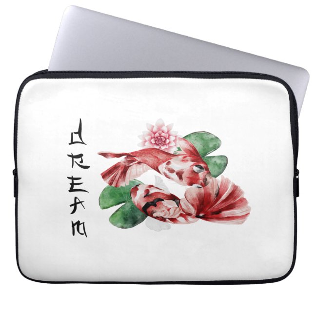 Koi Fish Japanischer Stil Skript Orientalische Kun Laptopschutzhülle (Vorderseite)