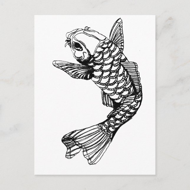 Koi Fish Kontur Postkarte (Vorderseite)