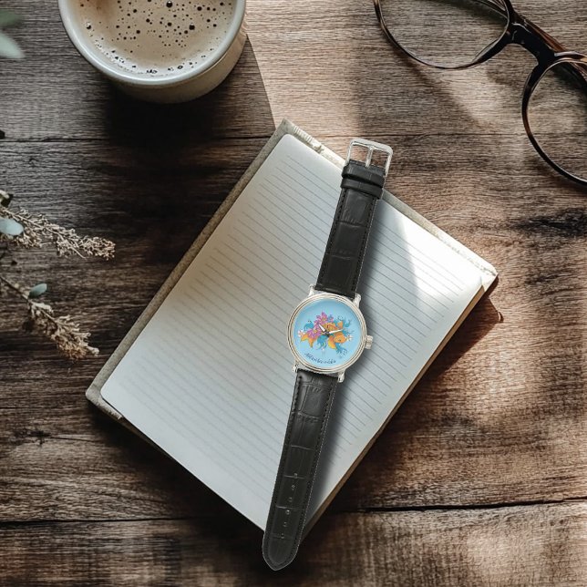 Koi Fish Lotus Cherry Blossoms Armbanduhr (Von Creator hochgeladen)