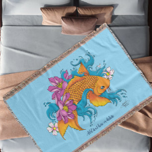 Koi Fish Lotus Cherry Blossoms Decke