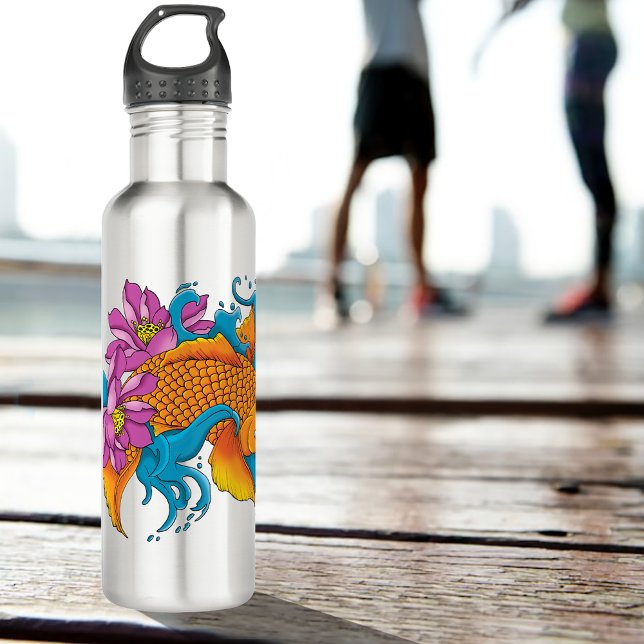 Koi Fish Lotus Cherry Blossoms Edelstahlflasche (Von Creator hochgeladen)