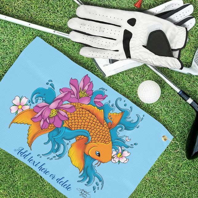 Koi Fish Lotus Cherry Blossoms Golfhandtuch (Von Creator hochgeladen)