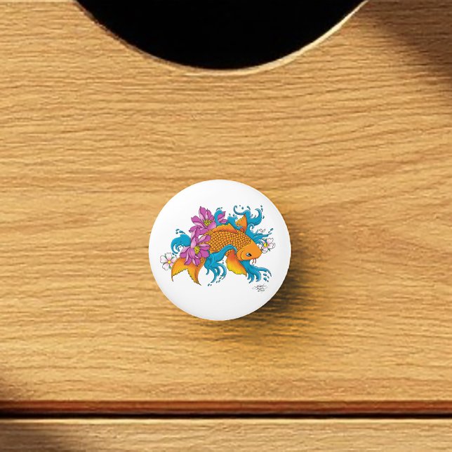 Koi Fish Lotus Cherry Blossoms Keramikknauf (Von Creator hochgeladen)