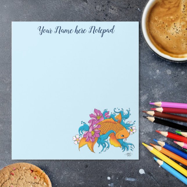 Koi Fish Lotus Cherry Blossoms Notizblock (Von Creator hochgeladen)