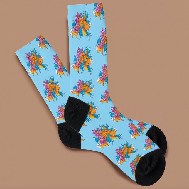 Koi Fish Lotus Cherry Blossoms Socken (Von Creator hochgeladen)