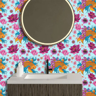 Koi Fish Lotus Cherry Blossoms Tapete