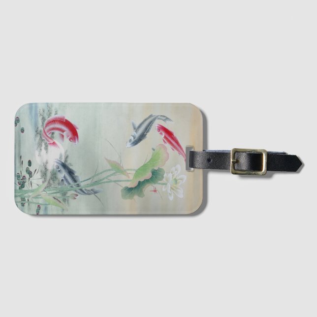 Koi Fish mit Lotus Gepäckanhänger (Vorderseite (Horizontal))