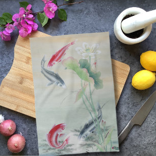 Koi Fish mit Lotus Geschirrtuch