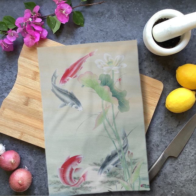Koi Fish mit Lotus Geschirrtuch (Von Creator hochgeladen)