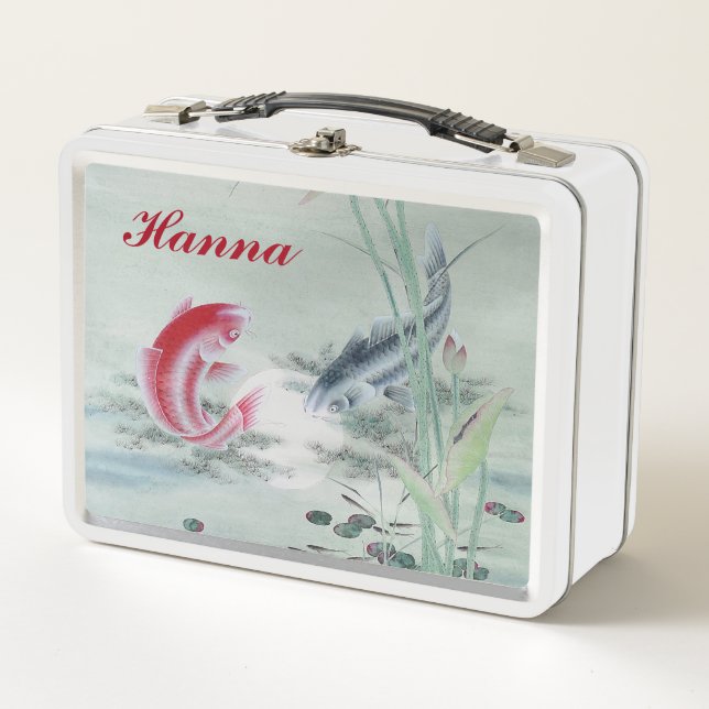 Koi Fish mit Lotus Metall Brotdose (Vorderseite)